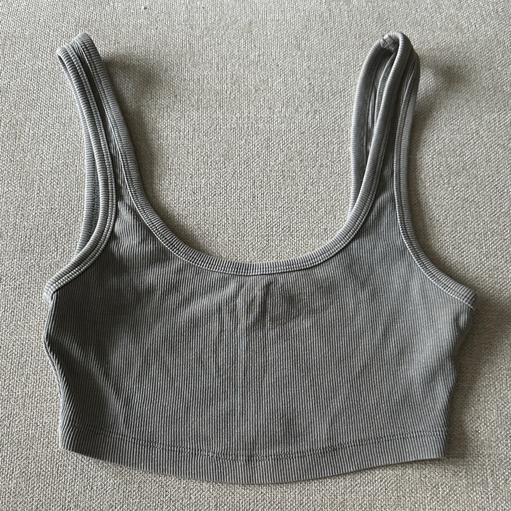 Zara Charcoal Ribbed Crop Top